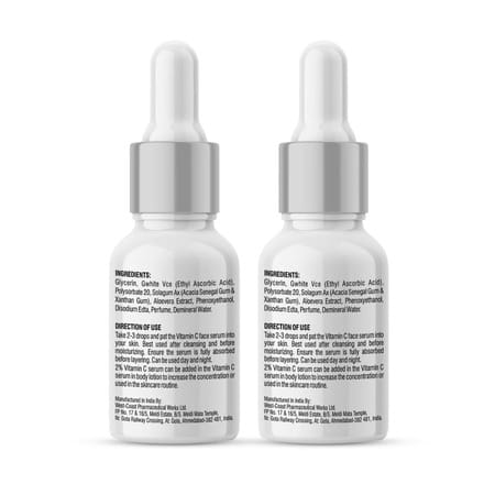 Cgg Cosmetics 2% Vitamin C Serum - 10x Anti-Aging Booster - Pack Of 2 - 10ml