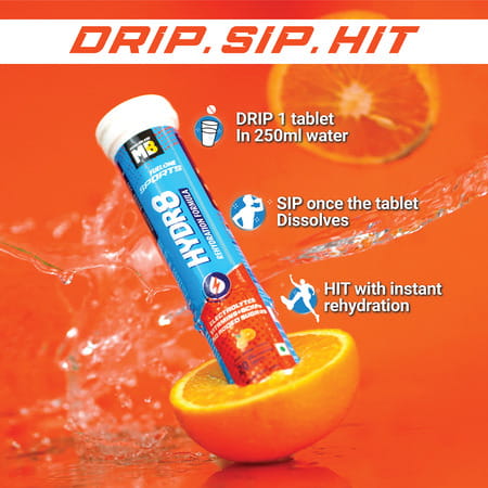Muscleblaze Fuel One Sports Hydr8 (Zesty Orange | 20 Effervescent Tablets)