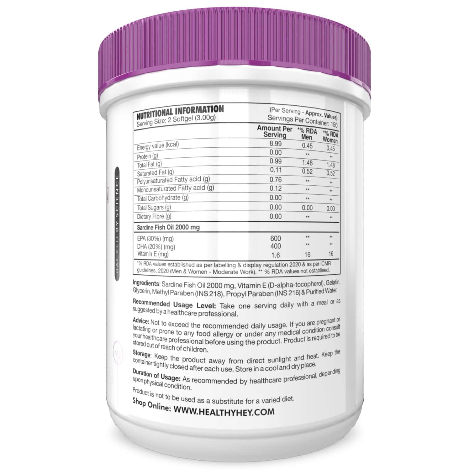 Buy HEALTHYHEY SARDINE FISH OIL OMEGA 3 FOR WOMEN AND MEN 300 SOFTGEL