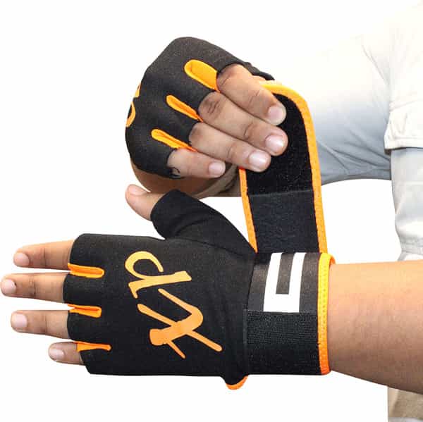 Musclexp Coral-Fit Sports Gym Gloves Moisture-Absorbing Non-Odor Material (Black & Orange) 1 Pair