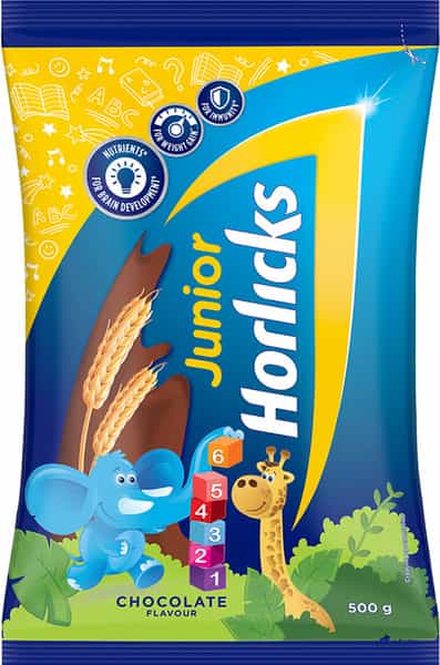 Horlicks Junior Nutrition Drink Chocolate Pouch - 500 G