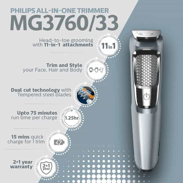 Philips Multi Grooming Kit Mg3760/33 11-In-1 Face Head And Body - All-In-One Trimmer