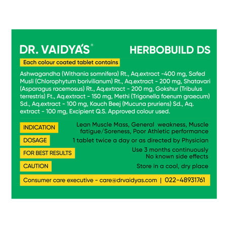 Dr. Vaidya'S Herbobuild Ds( Double Strength ) -30 Capsules - Pack Of 2