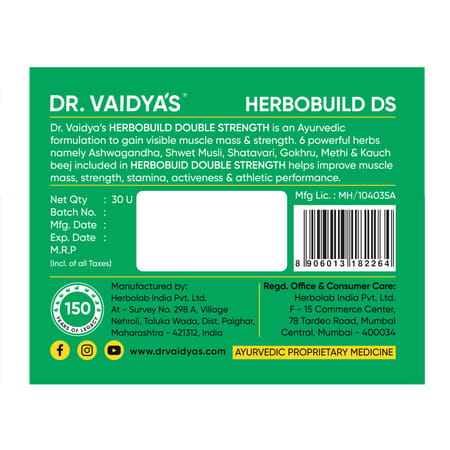 Dr. Vaidya'S Herbobuild Ds( Double Strength ) -30 Capsules - Pack Of 2