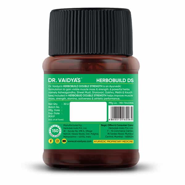 Dr. Vaidya's Herbobuild Ds( Double Strength ) -30 Capsules - Pack Of 2