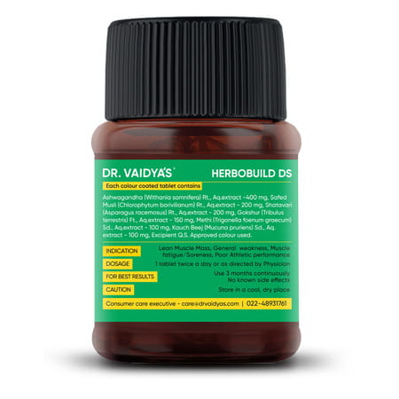 Dr. Vaidya'S Herbobuild Ds( Double Strength ) -30 Capsules - Pack Of 2