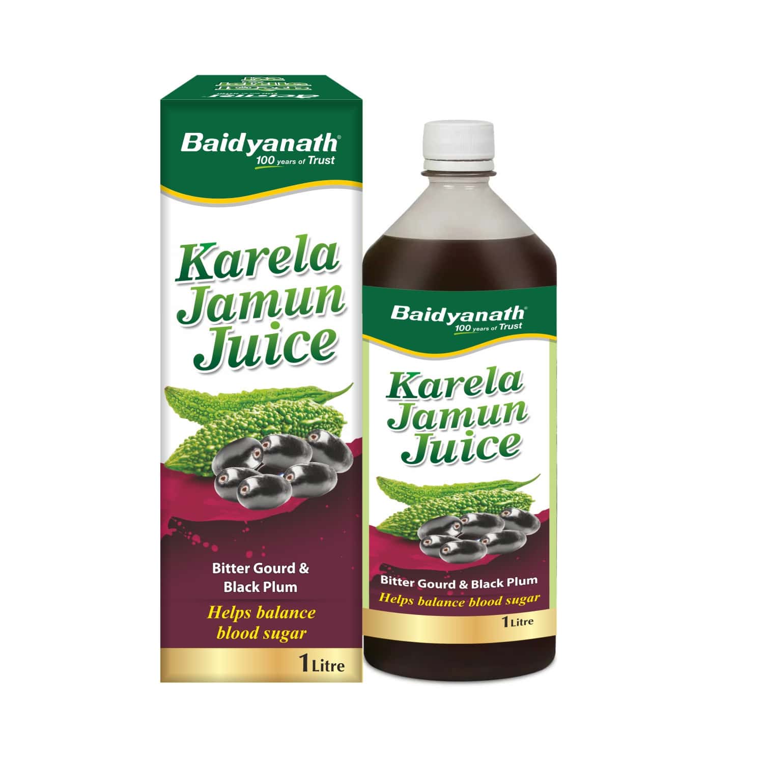 Baidyanath Karela Jamun Juice -1000ml | Natural Remedy For Blood Sugar Management