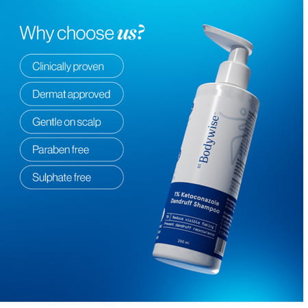 Be Bodywise 1% Ketoconazole Anti Dandruff Shampoo For Women|Ph 5.5|Paraben Free | 250ml