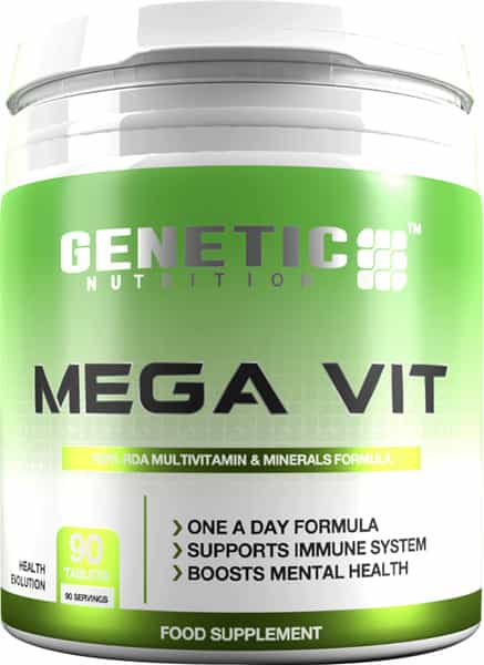 Genetic Nutrition Mega Vit | Multivitamins & Minerals | 100% Rda | 90 Capsules | One Capsule A Day
