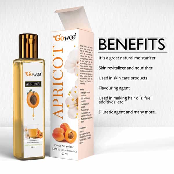Go Woo 100% Pure Organic Apricot Kernel Carrier Oil 100 Ml