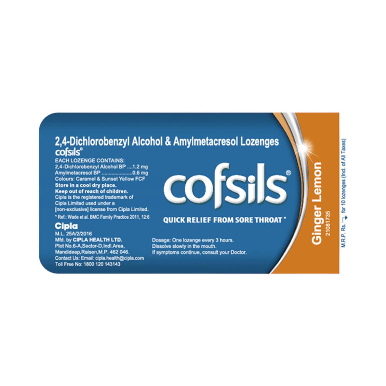 Cofsils Ginger Lemon Flavour | Jar | 240 Lozenges (24 X 10)
