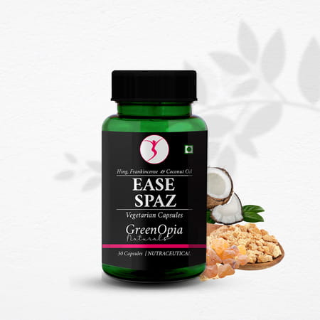 Greenopia Ease Spaz | Hing Frankincense Coconut Oil 30 Liquid Filled Vegetarian Capsules