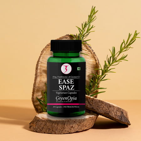 Greenopia Ease Spaz | Hing Frankincense Coconut Oil 30 Liquid Filled Vegetarian Capsules