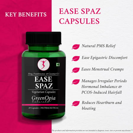 Greenopia Ease Spaz | Hing Frankincense Coconut Oil 30 Liquid Filled Vegetarian Capsules