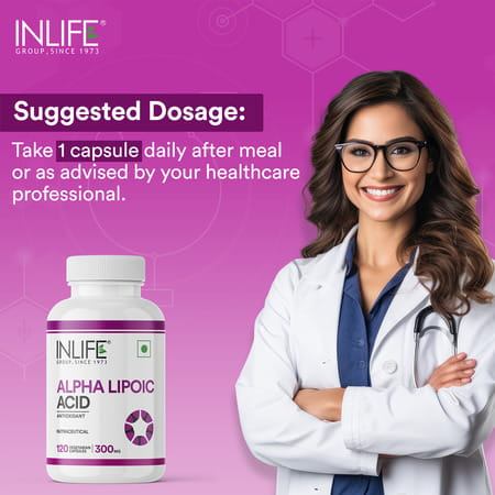 Inlife Alpha Lipoic Acid 300mg | Universal Antioxidant | Ala Supplement - 120 Vegetarian Capsules