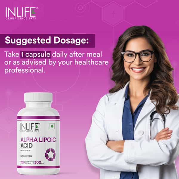 Inlife Alpha Lipoic Acid 300Mg | Universal Antioxidant | Ala Supplement - 120 Vegetarian Capsules