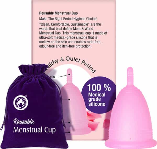 Mom & World Reusable Menstrual Cup For Women Odor And Rash Free No Leakage (Small) X Pack Of 2