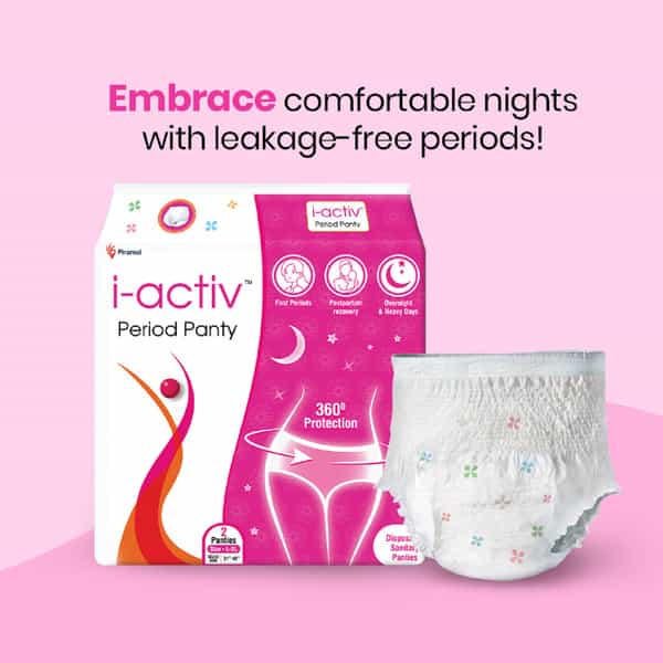I-Activ Period Panty, Disposable (L-Xl) Waist(31-48 Inches),Pack Of 2,For Heavy Flow,Maternity Pads