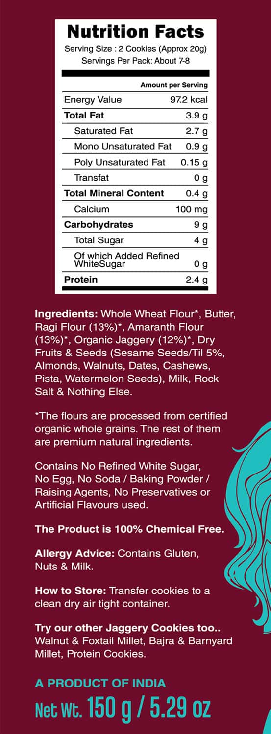 Tots & Moms Millet & Jaggery Cookies - Ragi & Almonds | 150g