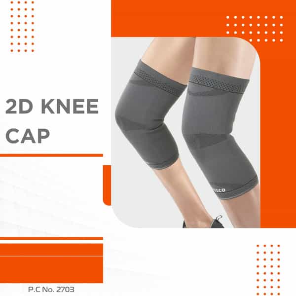 Vissco Stretchable 2D Knee Cap | Ideal Mild Support For Free Knee Movement | Medium - Grey(In Pair)