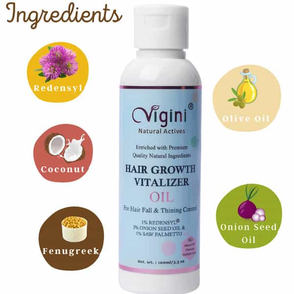 Vigini Redensyl Hair Growth Regrowth Nourish Revitalizer Oil 100Ml | Biotin 10000Mcg Keratin 30 Caps