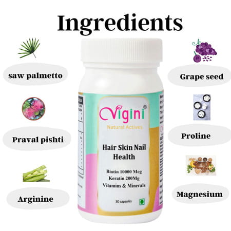 Vigini Redensyl Hair Growth Regrowth Nourish Revitalizer Oil 100Ml | Biotin 10000Mcg Keratin 30 Caps