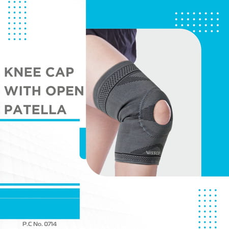 Vissco Knee Cap With Open Patella | Knee Support For Running | Sports | Gym | Brace For Knee Pain-Xl