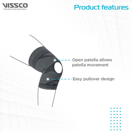 Vissco Knee Cap With Open Patella | Knee Support For Running | Sports | Gym | Brace For Knee Pain-Xl