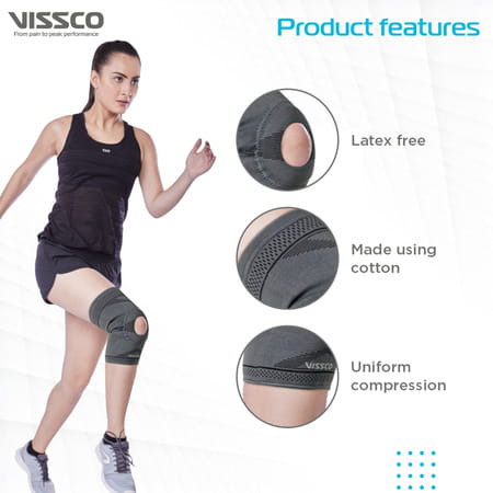 Vissco Knee Cap With Open Patella | Knee Support For Running | Sports | Gym | Brace For Knee Pain-Xl
