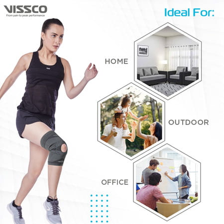 Vissco Knee Cap With Open Patella | Knee Support For Running | Sports | Gym | Brace For Knee Pain-Xl