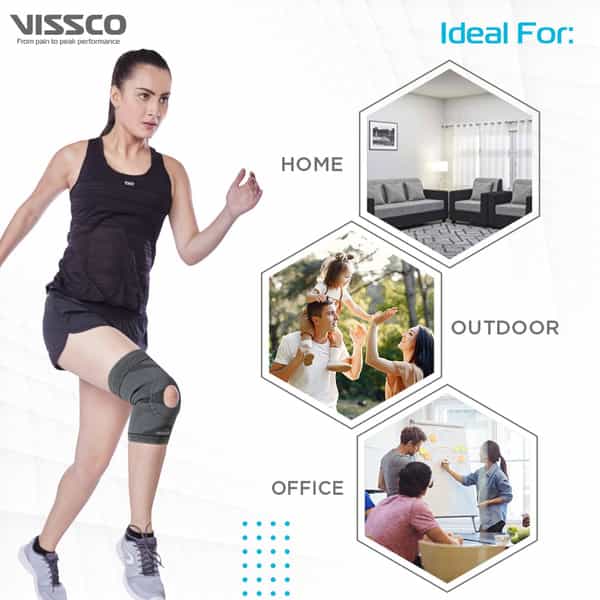 Vissco Knee Cap With Open Patella | Knee Support For Running | Sports | Gym | Brace For Knee Pain-Xl
