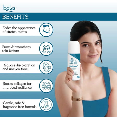 Bake Strierase Stretch Marks Removal Roll-On Serum For Fades Stretch Marks & Scars (50Ml)
