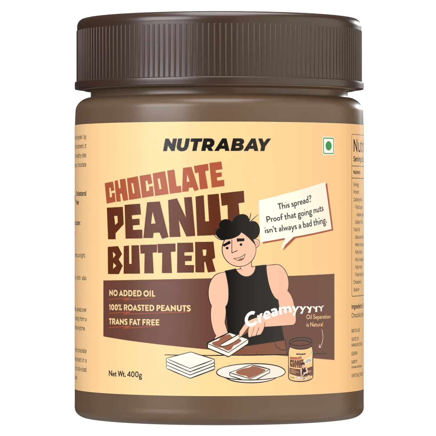 Nutrabay Foods Peanut Butter (creamy) - Chocolate Intense 400g