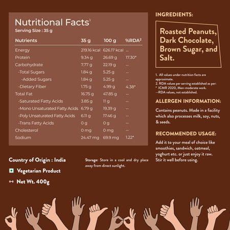 Nutrabay Foods Peanut Butter (Creamy) - Chocolate Intense 400G