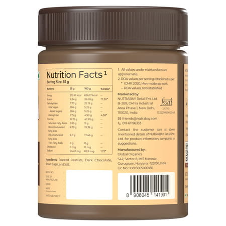 Nutrabay Foods Peanut Butter (Creamy) - Chocolate Intense 400G
