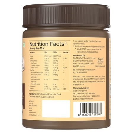 Nutrabay Foods Peanut Butter (Creamy) - Chocolate Intense 400g