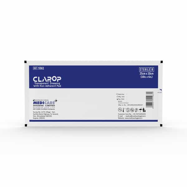 Medica Clarop Transparent Dressing With Non-Adherent Pad 10Cm X 25Cm - Waterproof & Breathable