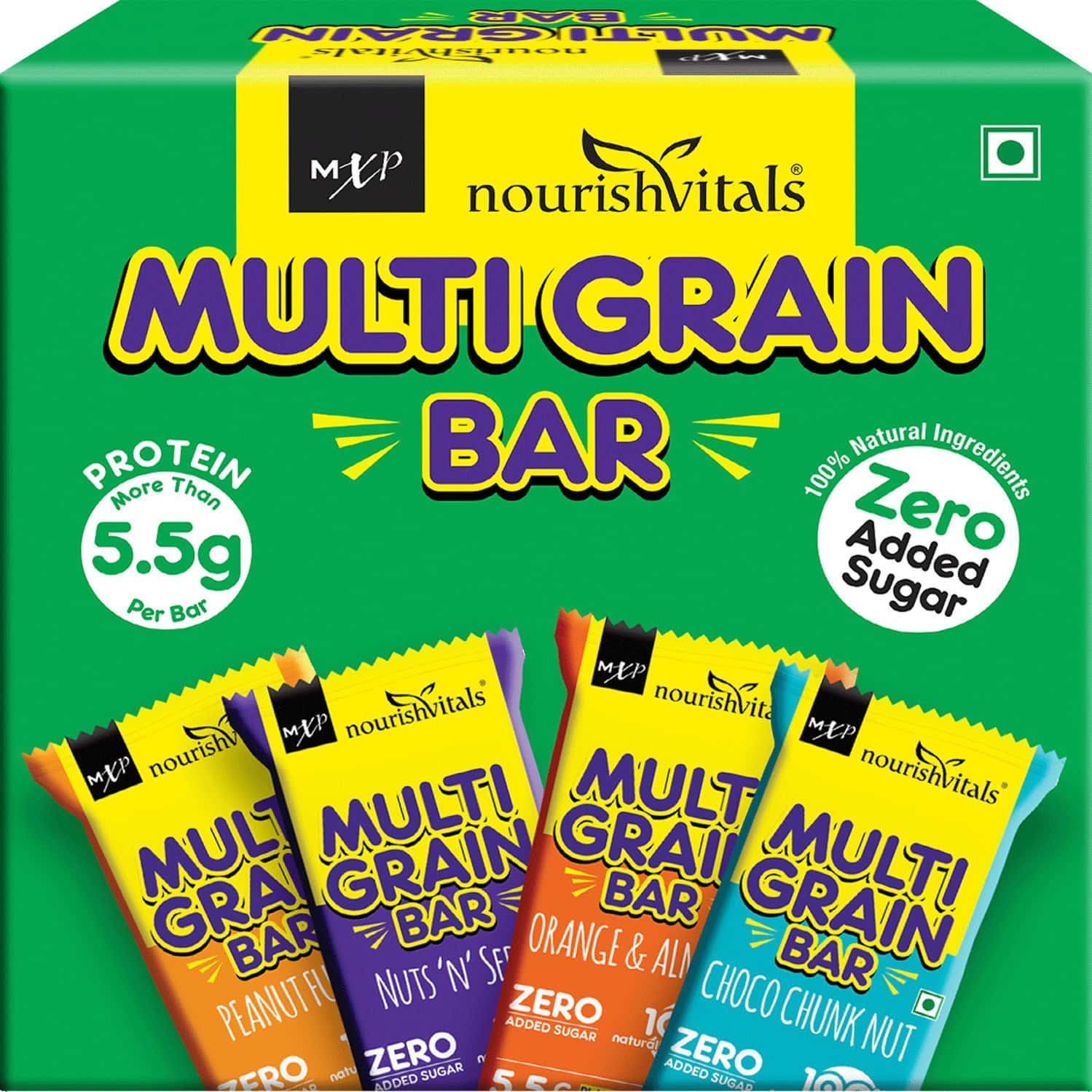 Nourishvitals Assorted Multigrain Bars No Added Flavors Naturally Rich In Vitamins & Minerals 200g