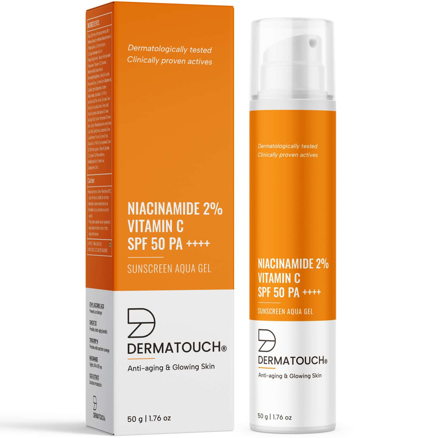 Dermatouch Sunscreen - Spf 50+ Pa++++ Niacinamide 2% Vitamin C Sunscreen For Glowing Skin | 50 G