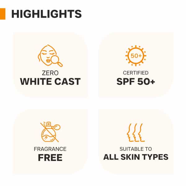 Dermatouch Sunscreen - Spf 50+ Pa++++ Niacinamide 2% Vitamin C Sunscreen For Glowing Skin | 50 G