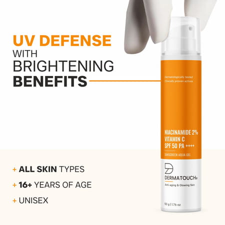 Dermatouch Sunscreen - Spf 50+ Pa++++ Niacinamide 2% Vitamin C Sunscreen For Glowing Skin | 50 G