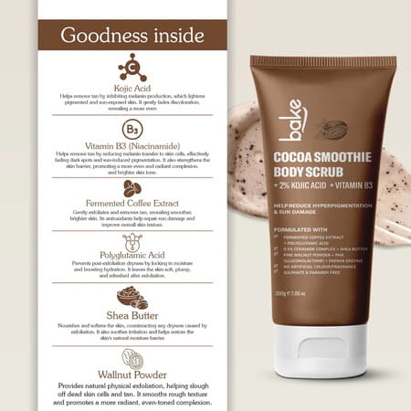 Bake 2% Kojic Coffee Body Scrub For Pigmentation & Tan Removal (200g)