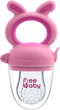 Beebaby Chewy Silicone Food And Fruit Nibbler / Feeder With Extra Silicone Mesh (Chewy - Pink)