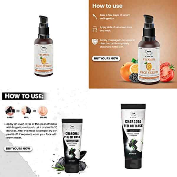 Tnw The Natural Wash Combo With Charcoal Peel Off Mask & Vitamin C Face Serum