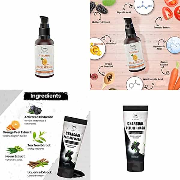 Tnw The Natural Wash Combo With Charcoal Peel Off Mask & Vitamin C Face Serum