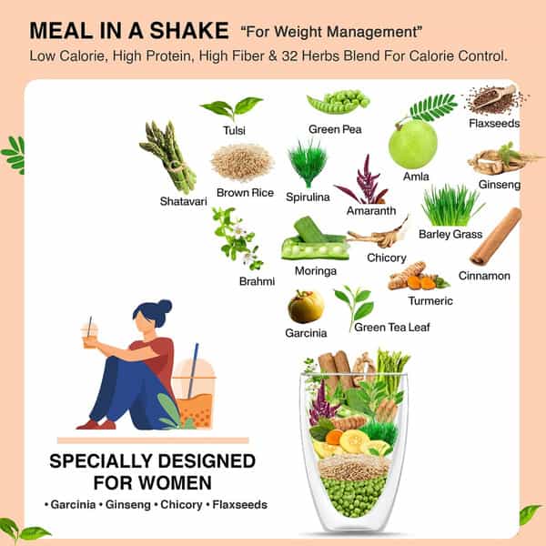Vegan Greens Women Diet Meal In A Shake With Ayurvedic Herbs- Meal Replacement Shake-500G, Chocolate
