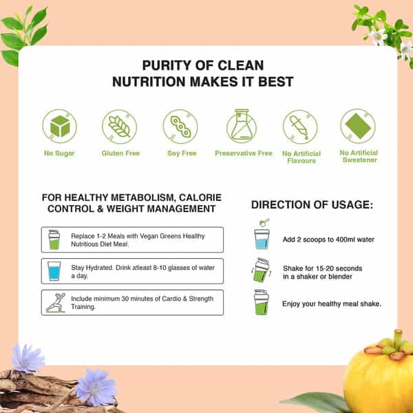 Vegan Greens Women Diet Meal In A Shake With Ayurvedic Herbs- Meal Replacement Shake-500G, Chocolate