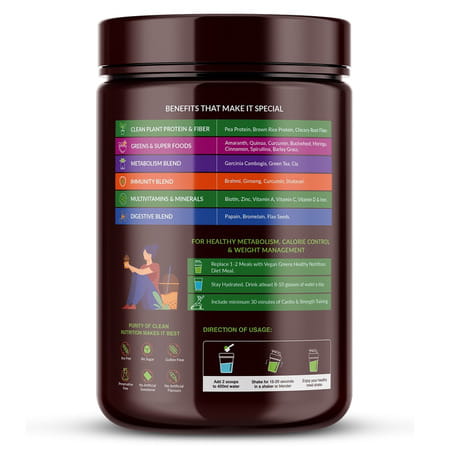 Vegan Greens Women Diet Meal In A Shake With Ayurvedic Herbs- Meal Replacement Shake-500g, Chocolate