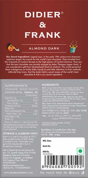 Didier & Frank Roasted Almond Dark Chocolate 100G