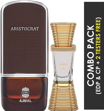 Ajmal Aristocrat Edp 75ml Perfume For Men And Aura Cp Oil Alcohol-Free Attar 10ml For Unisex